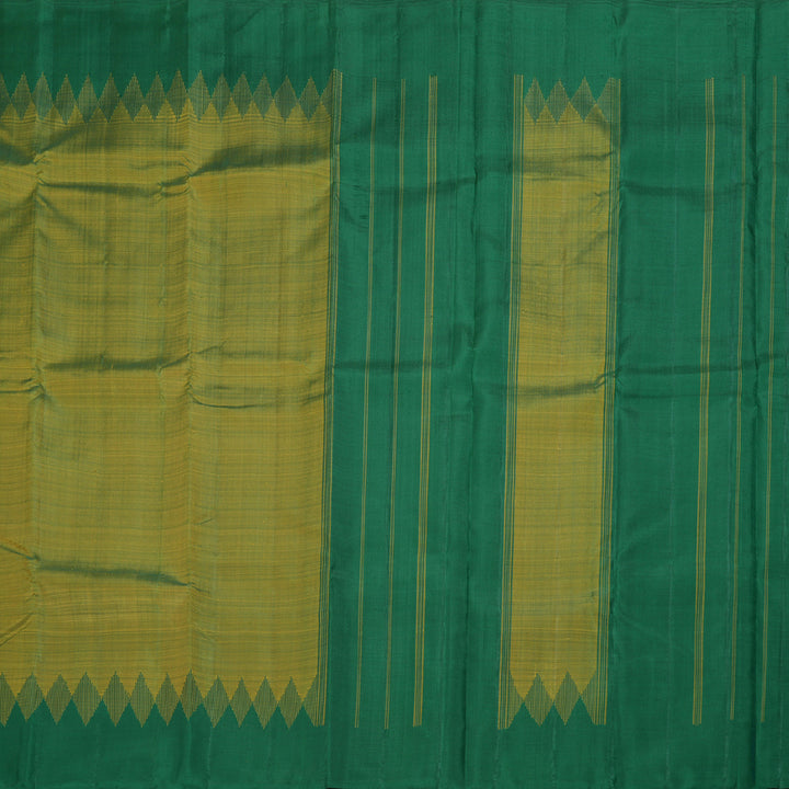 Hayagrivas Sampanga Yellow Handloom Kanjivaram Silk Saree with Bottle Green Border KBD1642A1-3
