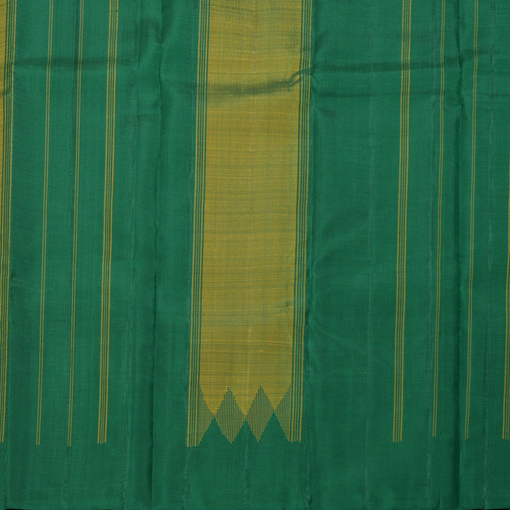 Hayagrivas Sampanga Yellow Handloom Kanjivaram Silk Saree with Bottle Green Border KBD1642A1-3