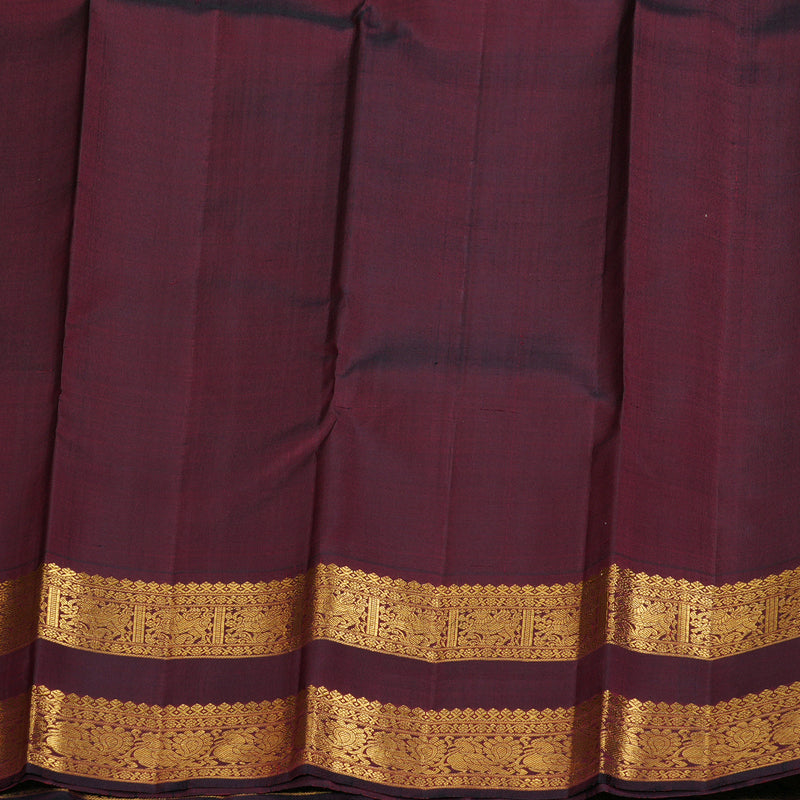 Hayagrivas Sky Blue Handloom Kanjivaram Silk Saree with Wine Maroon Border KBD1643A1-1