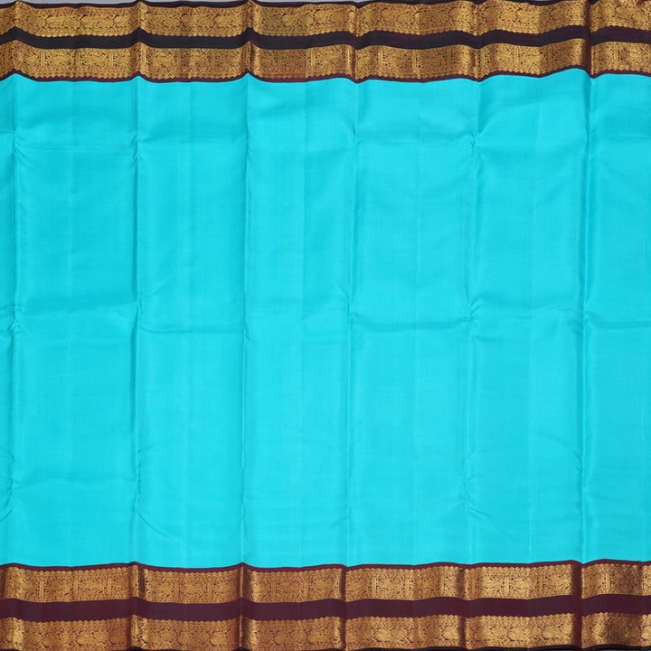 Hayagrivas Sky Blue Handloom Kanjivaram Silk Saree with Wine Maroon Border KBD1643A1-1