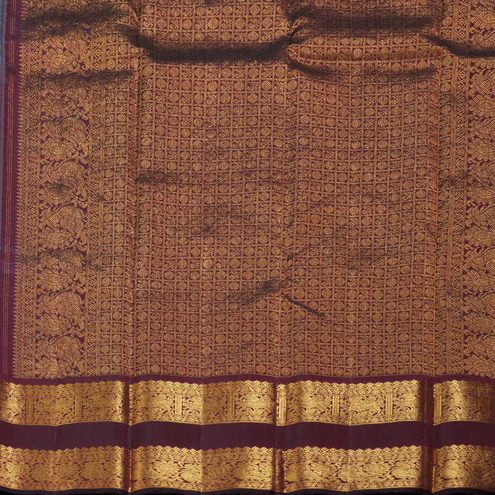 Hayagrivas Sky Blue Handloom Kanjivaram Silk Saree with Wine Maroon Border KBD1643A1-1