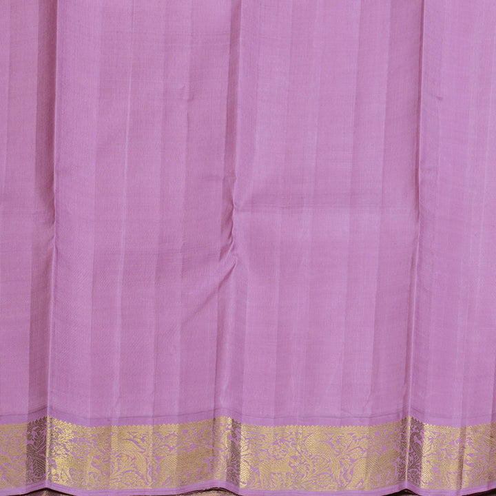 Hayagrivas Sea Blue Handloom Kanjivaram Silk Saree with Lavender Border KBD1643A2-1
