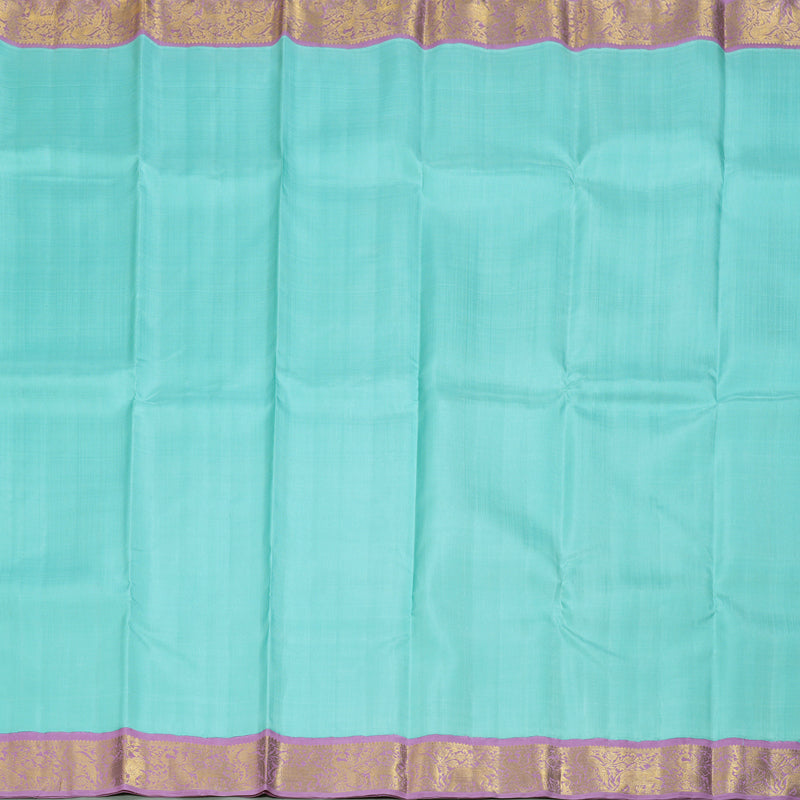 Hayagrivas Sea Blue Handloom Kanjivaram Silk Saree with Lavender Border KBD1643A2-1