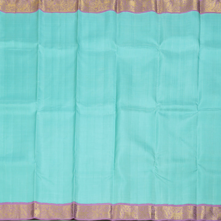 Hayagrivas Sea Blue Handloom Kanjivaram Silk Saree with Lavender Border KBD1643A2-1