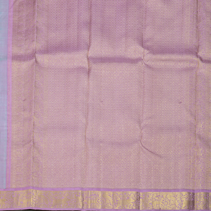 Hayagrivas Sea Blue Handloom Kanjivaram Silk Saree with Lavender Border KBD1643A2-1