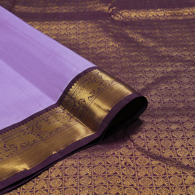 Hayagrivas Lilac Color Handloom Kanjivaram Silk Saree with Dark Purple Border KBD1643A2-2