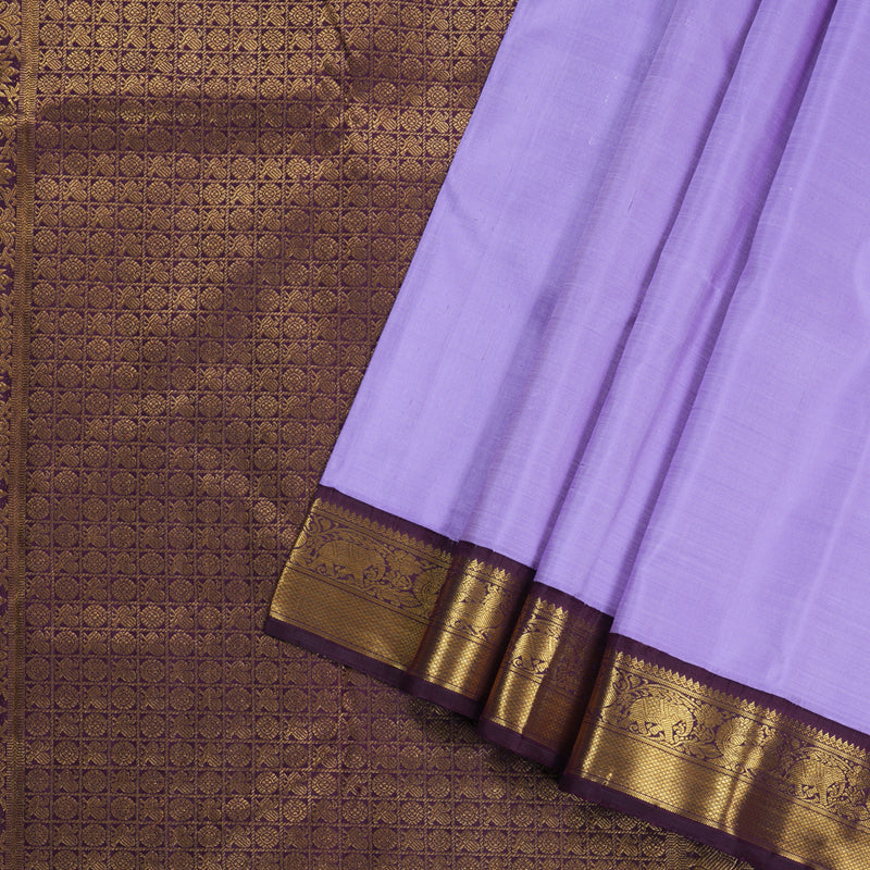 Hayagrivas Lilac Color Handloom Kanjivaram Silk Saree with Dark Purple Border KBD1643A2-2