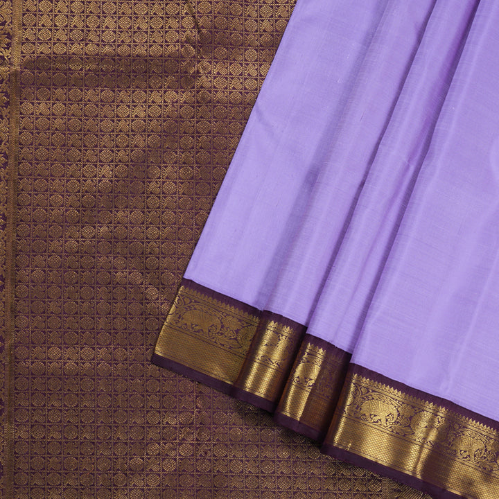 Hayagrivas Lilac Color Handloom Kanjivaram Silk Saree with Dark Purple Border KBD1643A2-2