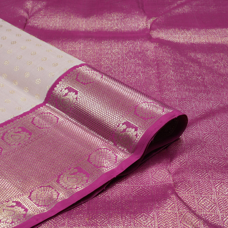 Hayagrivas Baby Pink Handloom Kanjivaram Silk Saree with Purplish Pink Border KBD1647A4-1