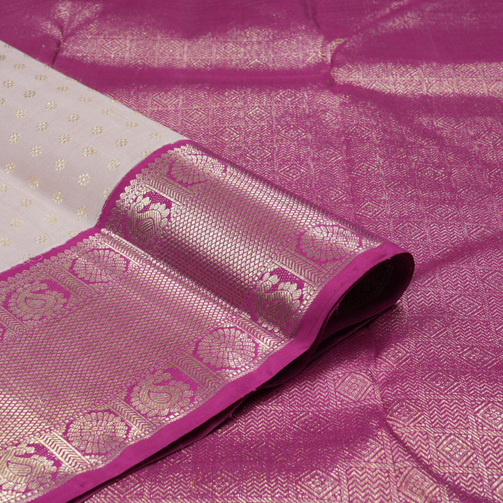 Hayagrivas Baby Pink Handloom Kanjivaram Silk Saree with Purplish Pink Border KBD1647A4-1