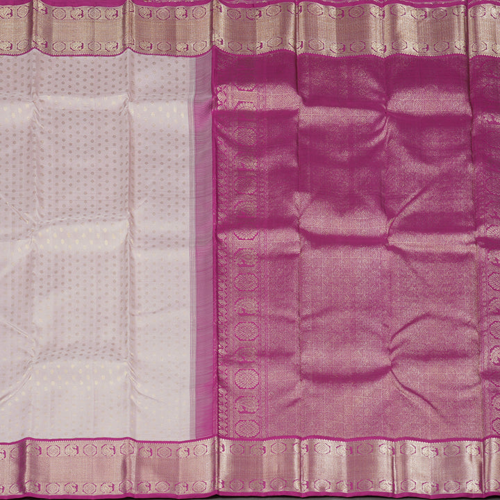 Hayagrivas Baby Pink Handloom Kanjivaram Silk Saree with Purplish Pink Border KBD1647A4-1