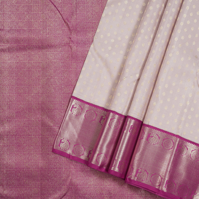 Hayagrivas Baby Pink Handloom Kanjivaram Silk Saree with Purplish Pink Border KBD1647A4-1