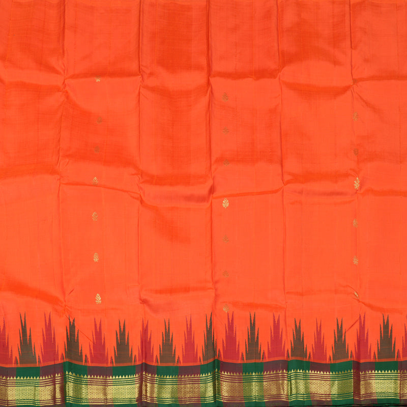Hayagrivas Orange Handloom Kanjivaram Silk Saree with Green With Maroon Border KBD1649A1-6