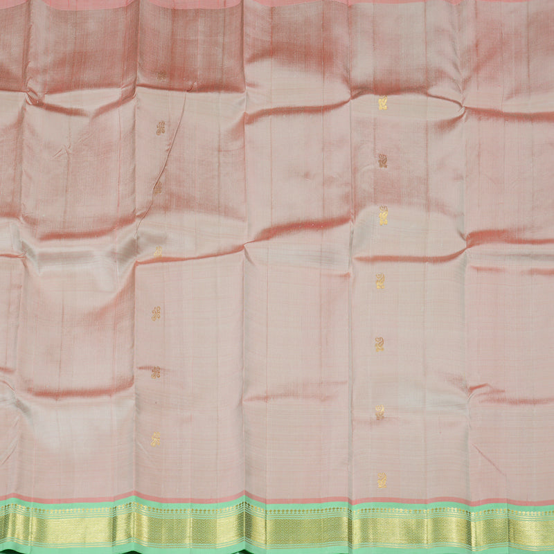 Hayagrivas Light Onion Pink Handloom Kanjivaram Silk Saree with Light Green Border KBD1650A3-15