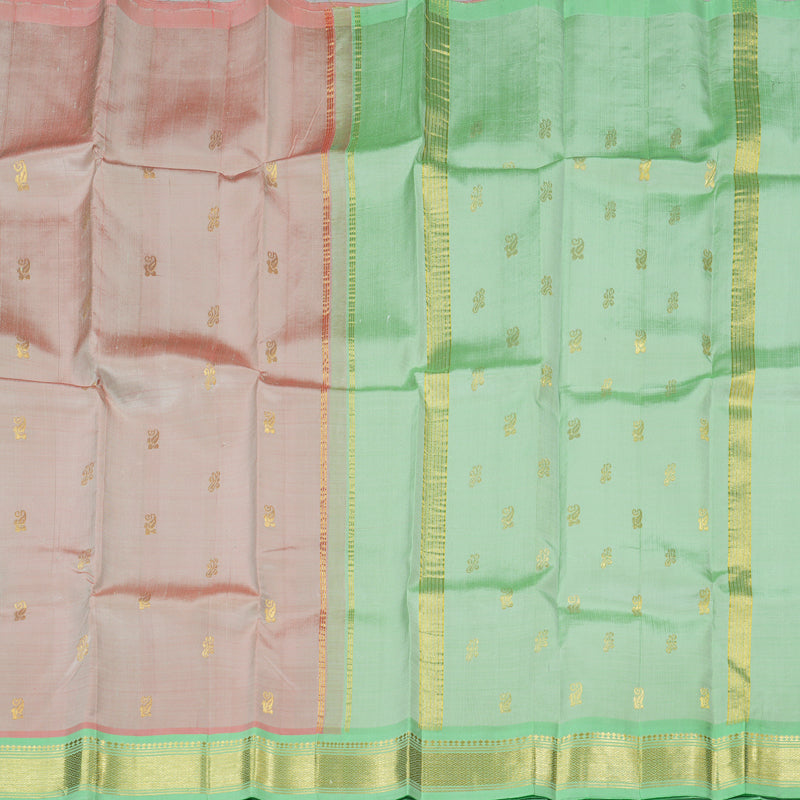 Hayagrivas Light Onion Pink Handloom Kanjivaram Silk Saree with Light Green Border KBD1650A3-15