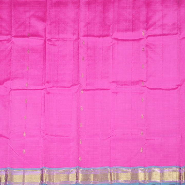Hayagrivas Rose Pink Handloom Kanjivaram Silk Saree with Dual Tone (Sea Blue With Pink) Border with KBD1650A3-24