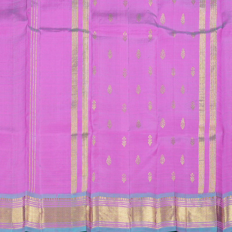 Hayagrivas Rose Pink Handloom Kanjivaram Silk Saree with Dual Tone (Sea Blue With Pink) Border with KBD1650A3-24