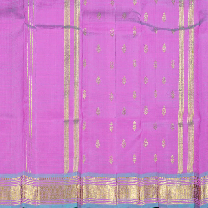 Hayagrivas Rose Pink Handloom Kanjivaram Silk Saree with Dual Tone (Sea Blue With Pink) Border with KBD1650A3-24