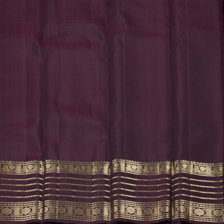 Hayagrivas Royal Purple Handloom Kanjivaram Silk Saree with Dark Brown Border KBD1652A2-1