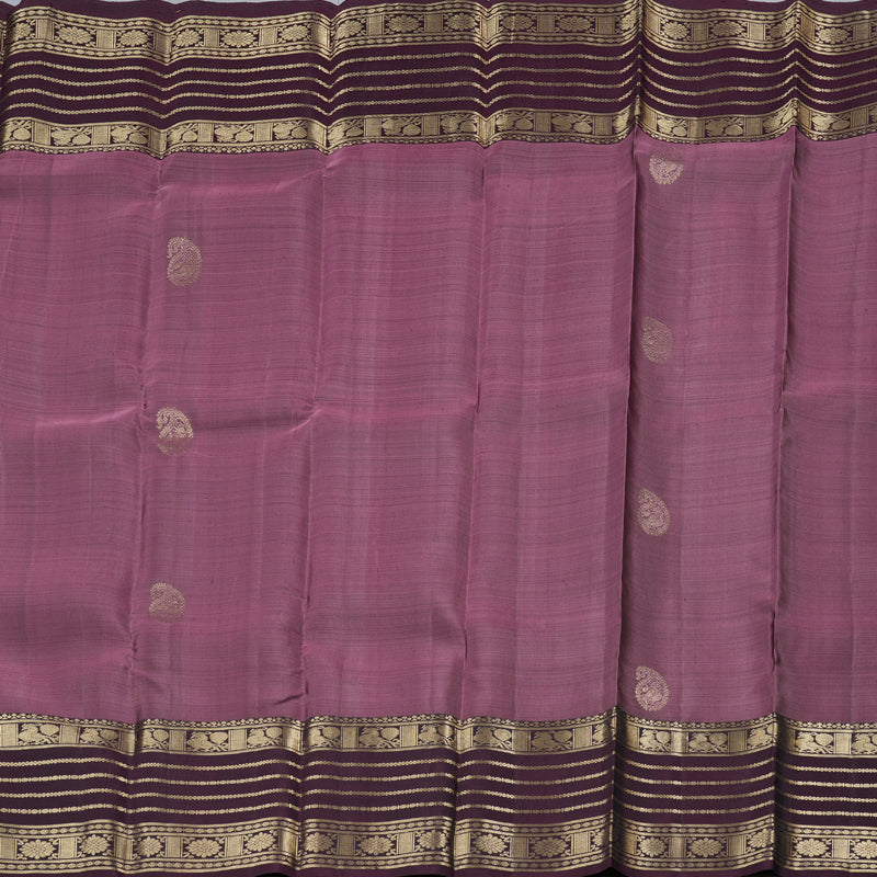 Hayagrivas Royal Purple Handloom Kanjivaram Silk Saree with Dark Brown Border KBD1652A2-1