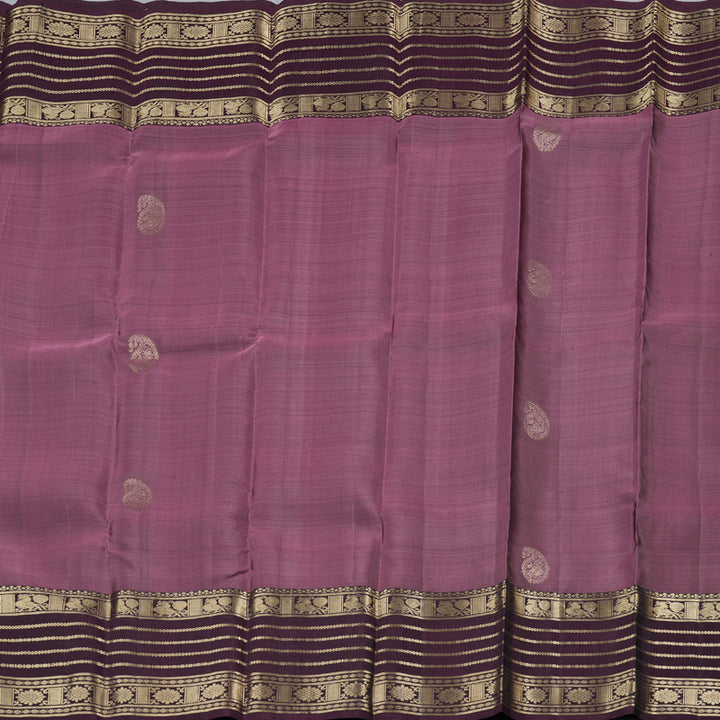 Hayagrivas Royal Purple Handloom Kanjivaram Silk Saree with Dark Brown Border KBD1652A2-1