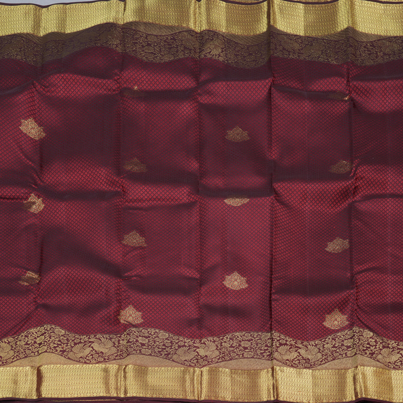 Hayagrivas Handloom Kanjivaram Silk Saree in Opulent Wine Maroon KBD1652A4-1