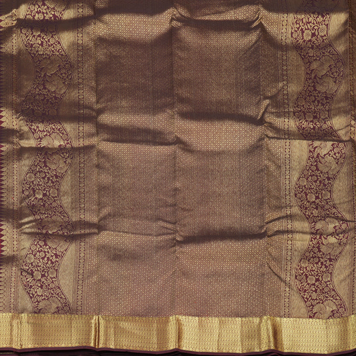 Hayagrivas Handloom Kanjivaram Silk Saree in Opulent Wine Maroon KBD1652A4-1
