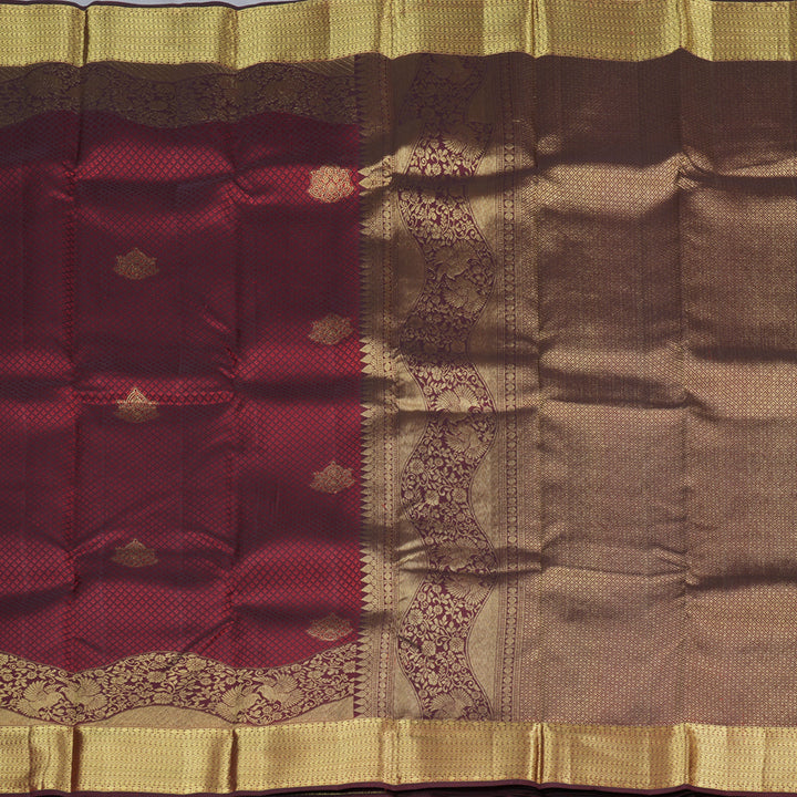 Hayagrivas Handloom Kanjivaram Silk Saree in Opulent Wine Maroon KBD1652A4-1