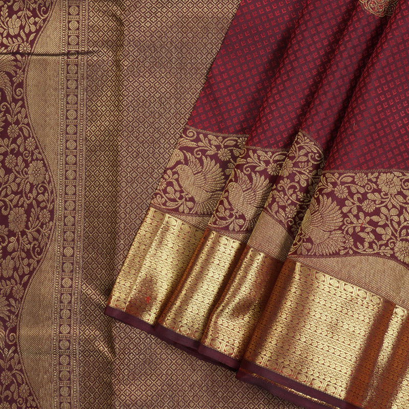 Hayagrivas Handloom Kanjivaram Silk Saree in Opulent Wine Maroon KBD1652A4-1