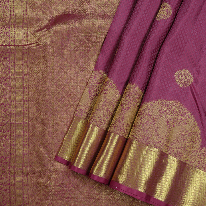 Hayagrivas Rosewood Pink Handloom Kanjivaram Silk Saree KBD1652A4-9