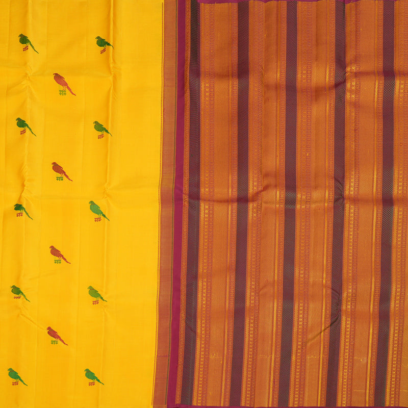 Hayagrivas Radiant Yellow Handloom Kanjivaram Silk Saree KBD1653A2-1