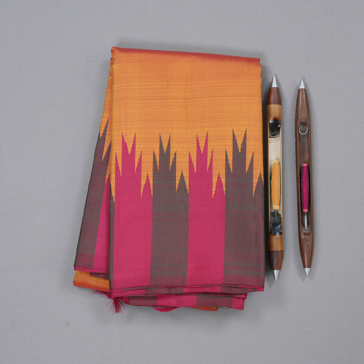 Hayagrivas Handloom Sunset Orange Kajivaram Silk Saree KBD1653A4-1