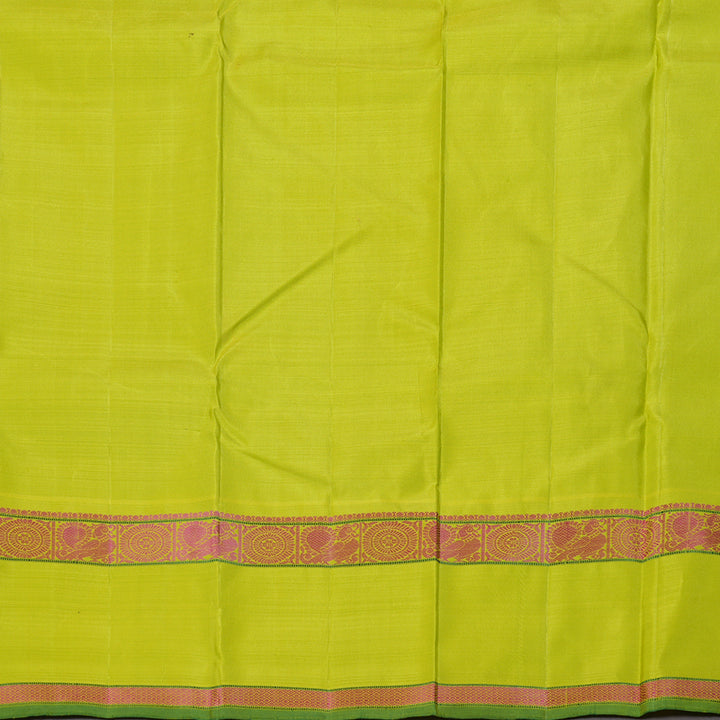 Hayagrivas Fluorescent Green Handloom Kanjivaram Silk Saree with Lemon Green Border KBD1653A5-1