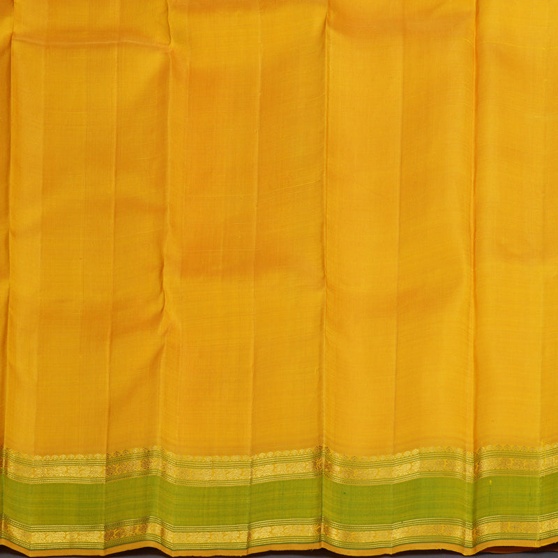 Hayagrivas Ivory White Handloom Kanjivaram Silk Saree with Green Border KBD1653A7-1