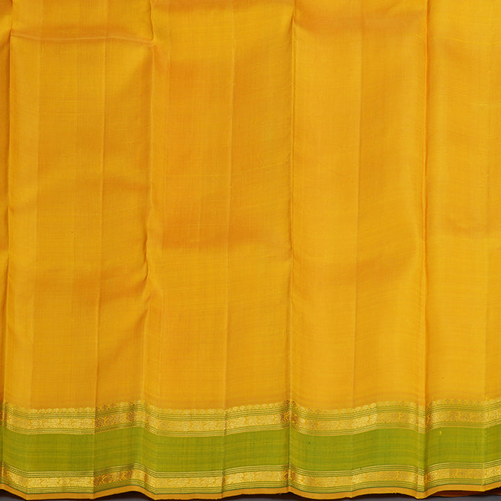 Hayagrivas Ivory White Handloom Kanjivaram Silk Saree with Green Border KBD1653A7-1