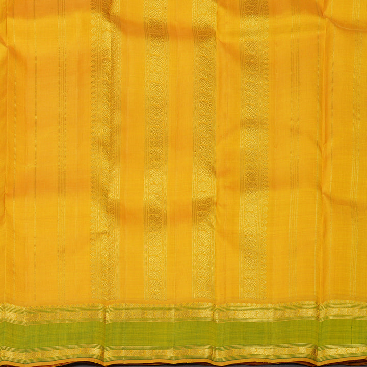 Hayagrivas Ivory White Handloom Kanjivaram Silk Saree with Green Border KBD1653A7-1
