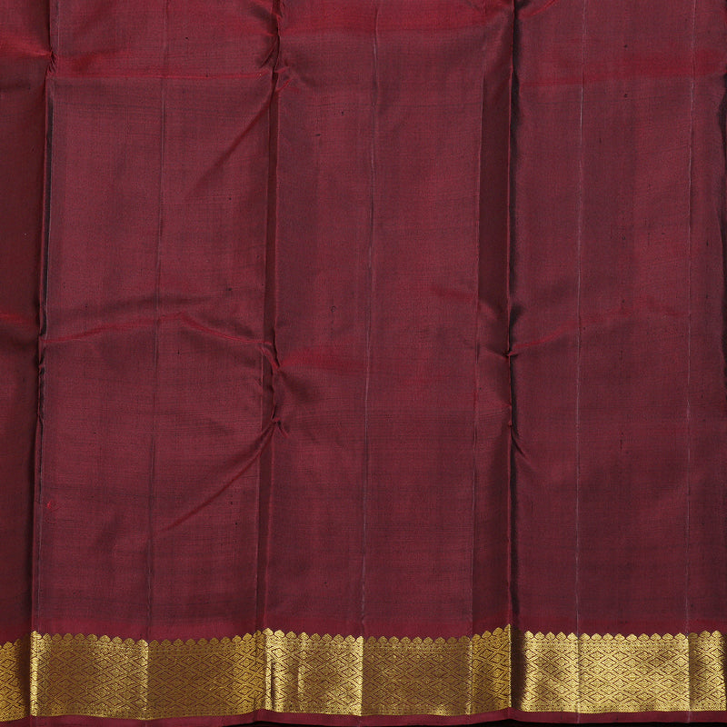 Hayagrivas Traditional Mustard Handloom Kanjivaram Silk Saree with Dark Maroon Border KBD1655A1-1