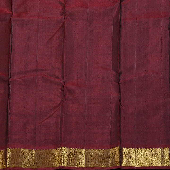 Hayagrivas Traditional Mustard Handloom Kanjivaram Silk Saree with Dark Maroon Border KBD1655A1-1