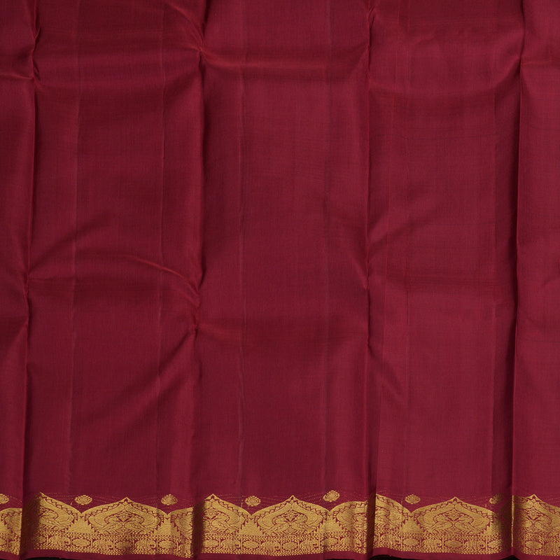 Hayagrivas Sea Blue Handloom Kanjivaram Silk Saree with Maroon Red Border KBD1655A3-1