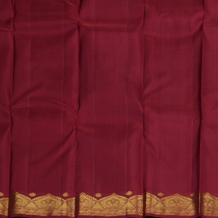 Hayagrivas Sea Blue Handloom Kanjivaram Silk Saree with Maroon Red Border KBD1655A3-1
