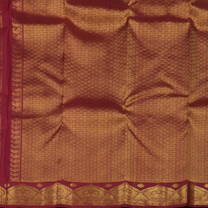 Hayagrivas Sea Blue Handloom Kanjivaram Silk Saree with Maroon Red Border KBD1655A3-1