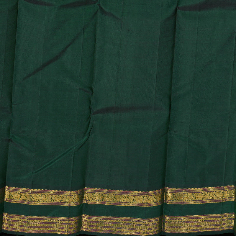 Hayagrivas Orange Handloom Kanjivaram Silk Saree with Bottle Green Border KBD1656A2-1