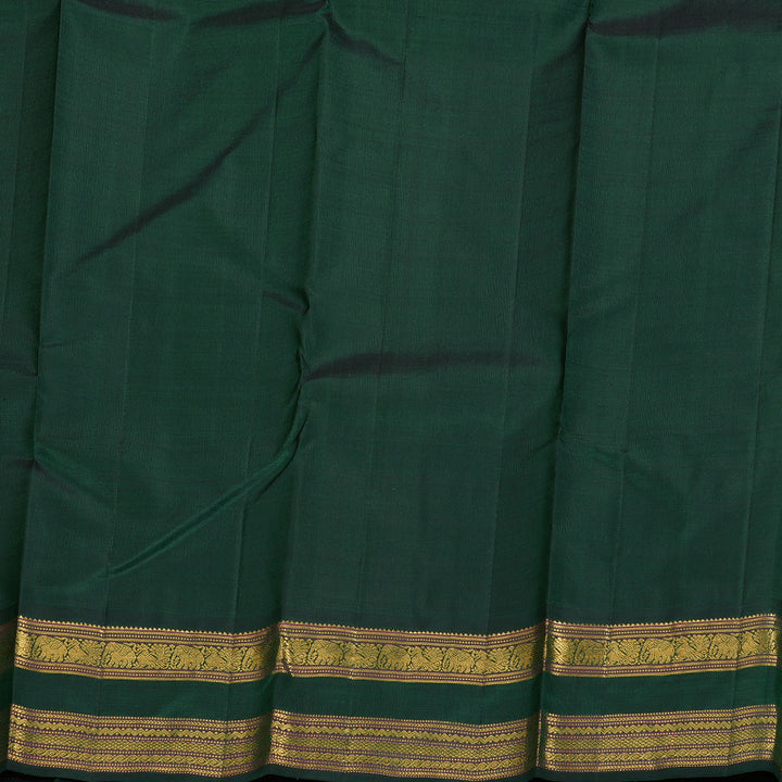 Hayagrivas Orange Handloom Kanjivaram Silk Saree with Bottle Green Border KBD1656A2-1