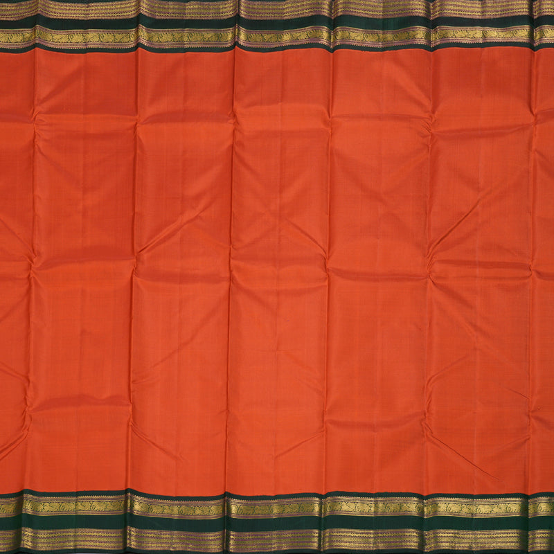 Hayagrivas Orange Handloom Kanjivaram Silk Saree with Bottle Green Border KBD1656A2-1