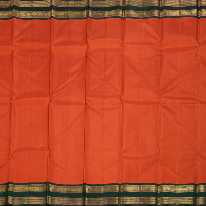 Hayagrivas Orange Handloom Kanjivaram Silk Saree with Bottle Green Border KBD1656A2-1