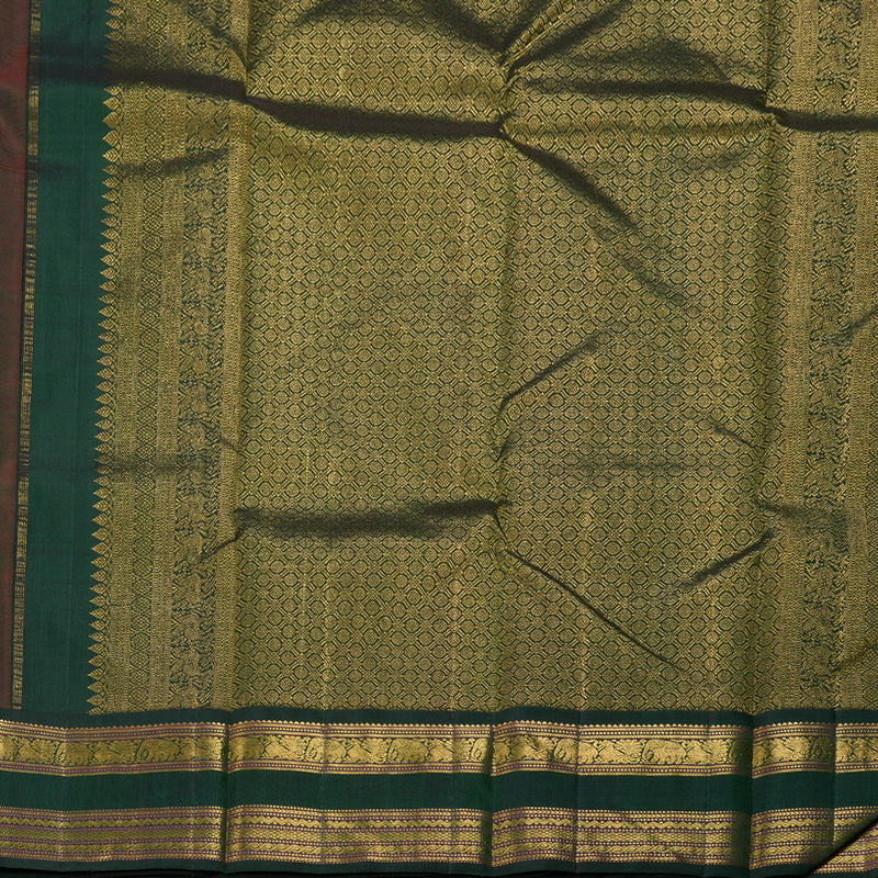 Hayagrivas Orange Handloom Kanjivaram Silk Saree with Bottle Green Border KBD1656A2-1