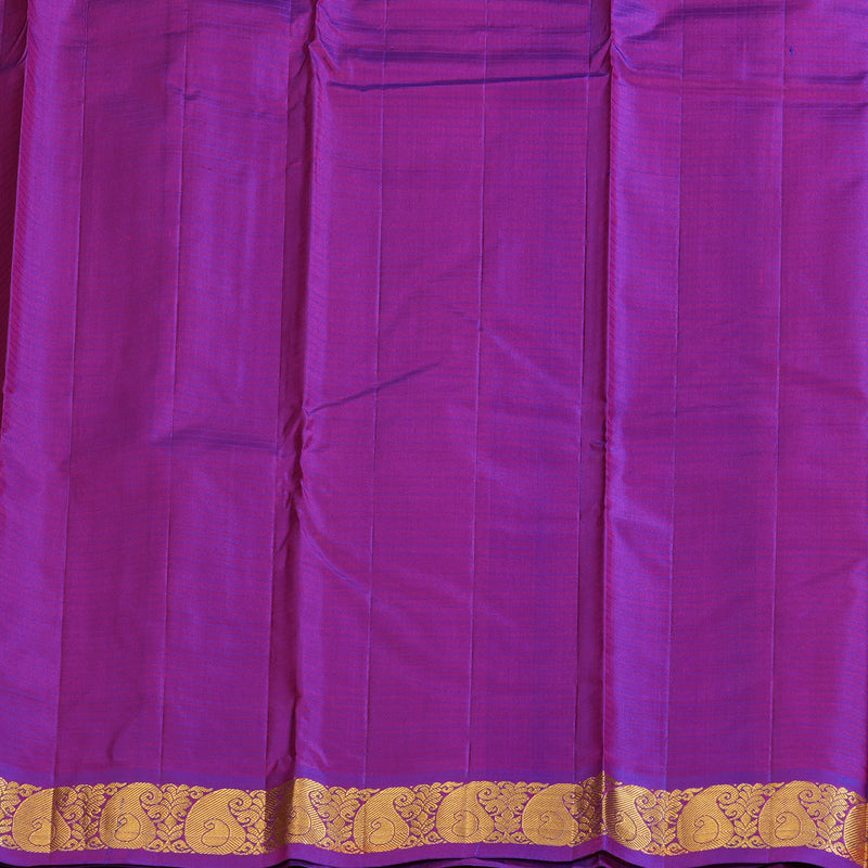 Hayagrivas Orangish Pink Handloom Kanjivaram Silk Saree with Purple Border KBD1657A1-1