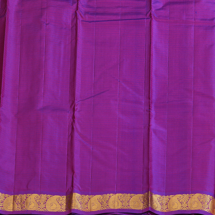 Hayagrivas Orangish Pink Handloom Kanjivaram Silk Saree with Purple Border KBD1657A1-1