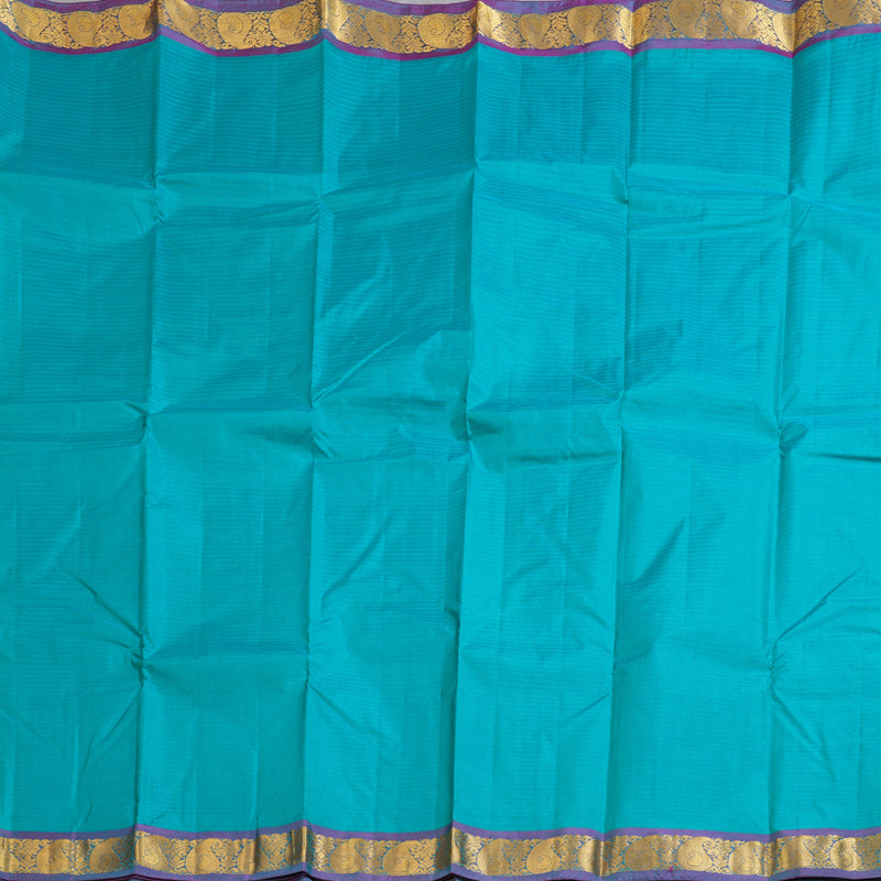 Hayagrivas Sea Blue Handloom Kanjivaram Silk Saree with Purple Border-KBD1657A1-20