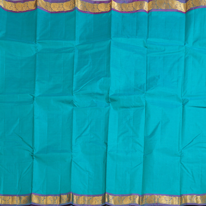 Hayagrivas Sea Blue Handloom Kanjivaram Silk Saree with Purple Border-KBD1657A1-20
